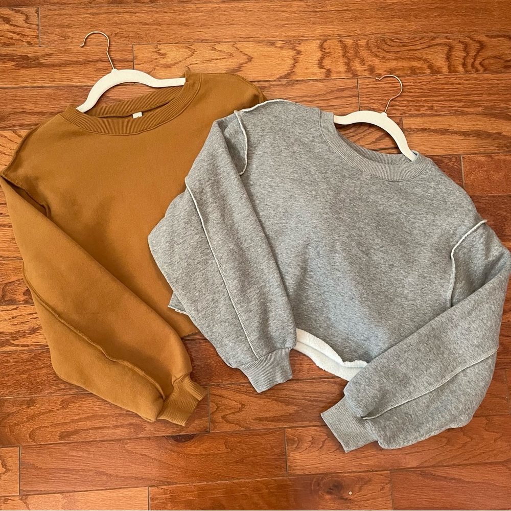 Bundle | 2 Cropped Sweatshirts | Pullover | Raw Seams